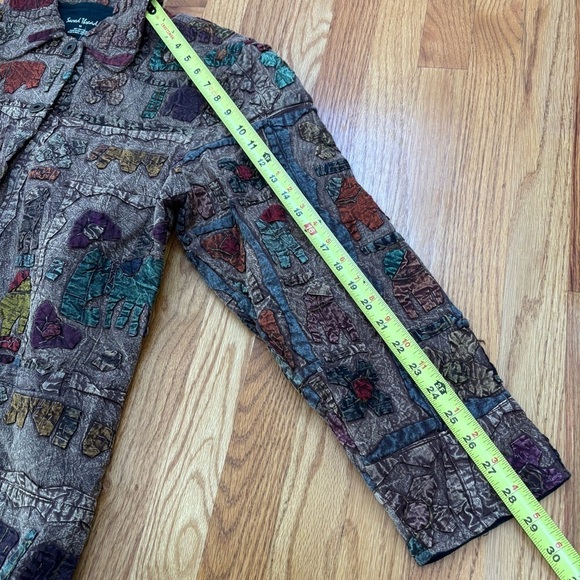 SACRED THREADS Cotton Embroidered Jacket Boho Artsy Animals Elephants Giraffes M - Picture 16 of 16